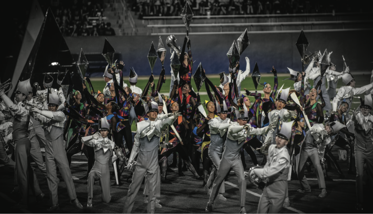 Marcus Band performing in the rain-soaked area finals to qualify for another trip to the state competition in San Antonio. 